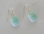 Blue, Green and White Fused Glass Earrings