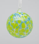 Large White Ornament with Lime green and Light blue spots