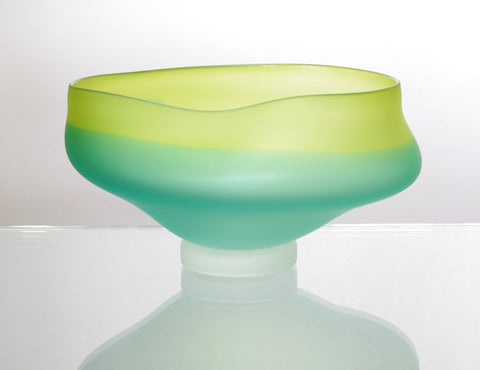 Turquoise and Lime Green Wavy Bowl 2