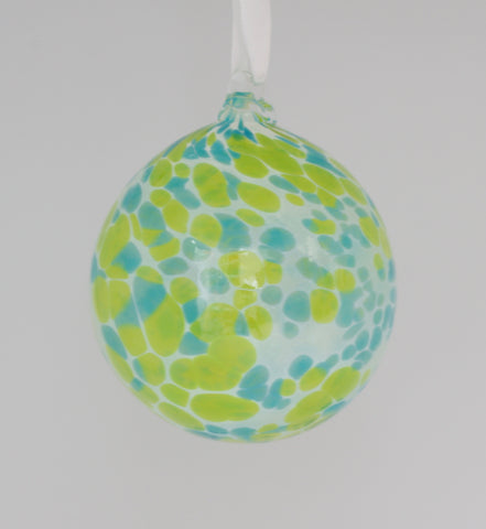 Large White Ornament with Turquoise and Lime green spots