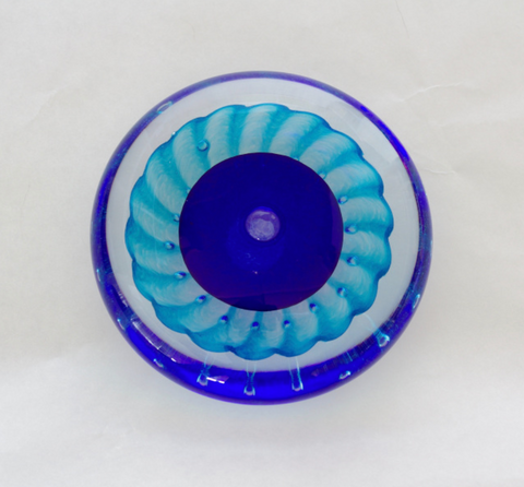Two tone flat paperweight- Cobalt and Turquoise