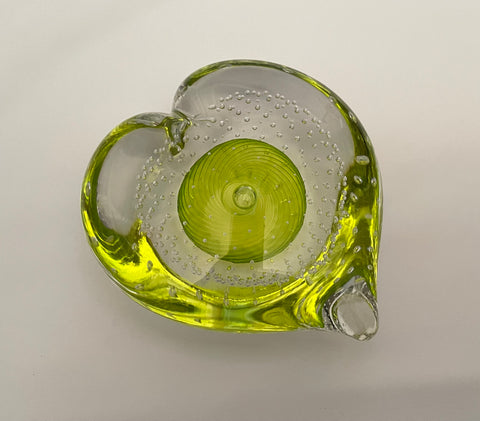 Lime Green Bubble Heart Paperweight