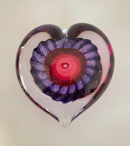 Large Pink and Purple Heart Paperweight