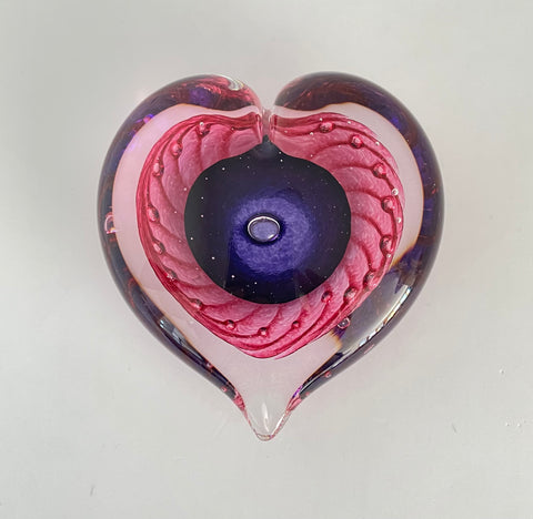 Small Purple and Pink Heart Paperweight