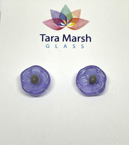 purple flower stud earrings