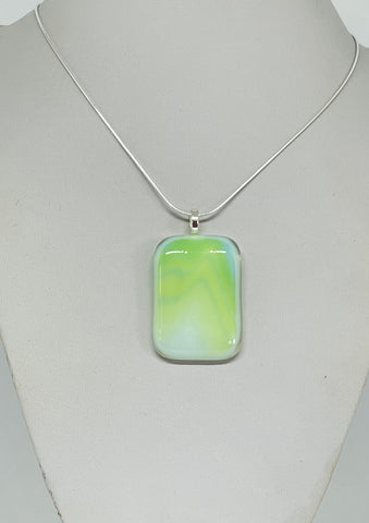 Shades of greens and yellows Fused Glass Pendant 2