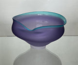 Purple with turquoise lip Etched Wavy Bowl