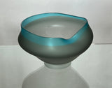 Grey and Turquoise Etched Wavy Bowl