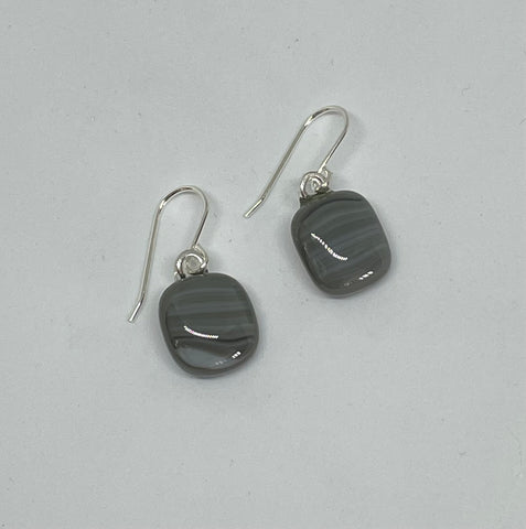 Grey Fused Glass Earrings
