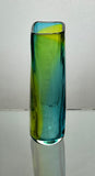Tall Turquoise and Lime Green Square Vase