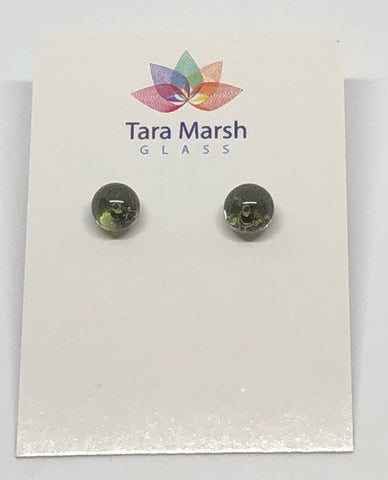 Transparent grey dot stud earrings