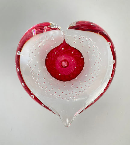 Small Pink Bubble Heart Paperweight