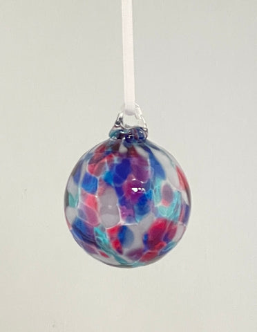 Mini Pink, Turquoise, cobalt and white ornament