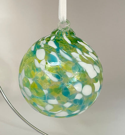 Large Turquoise,Lime and white Ornament