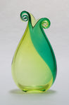 Medium Emerald and Lime Green Curly Vase