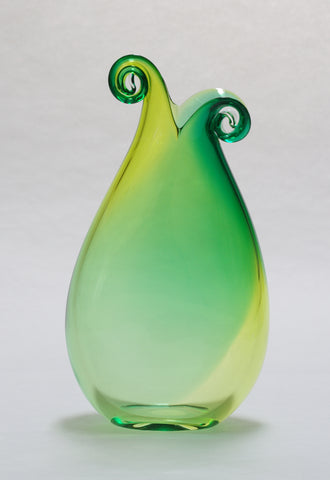 Medium Emerald and Lime Green Curly Vase