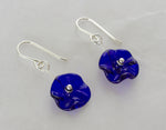 Cobalt Glass Flower Earrings