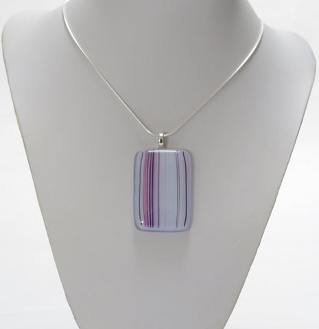 Purple, Pink and White Fused Glass Pendant
