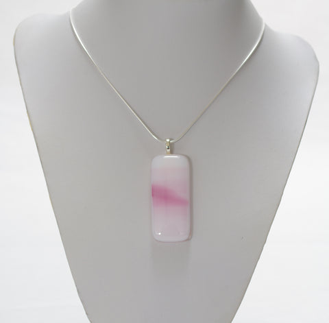 Pink and White Fused Glass Pendant