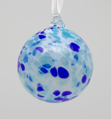Large White Ornament with Light blue and dark blue spots