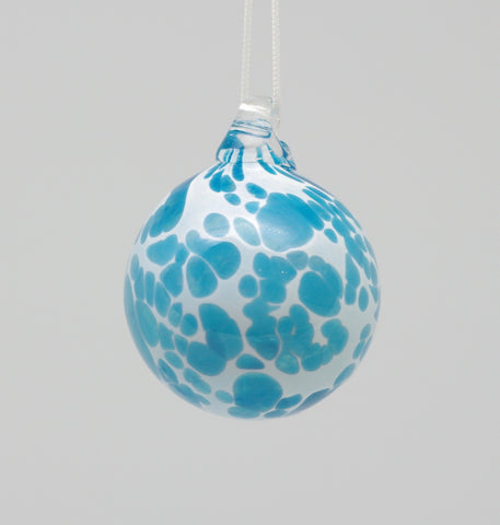 Mini White Ornament with light blue spots