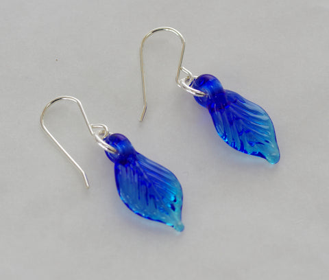 Cobalt blue and Turquoise Leaf Earrings