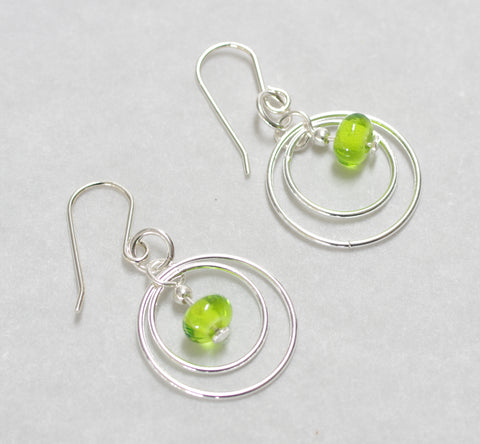 Medium Lime Green Ring Earrings