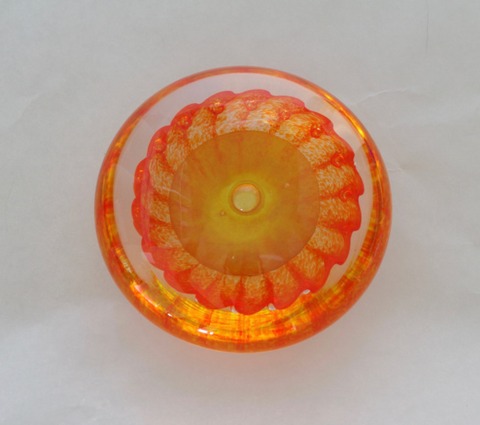Two tone flat paperweight- Gold and Orange