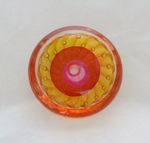 Two tone flat paperweight- Pink and Gold