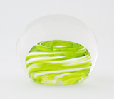 Small Lime Green and White Swirl Paperweight 2