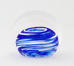 Small Blue and White Swirl Paperweight