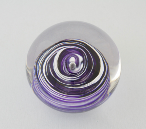 Small Purple and White Swirl Paperweight