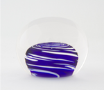 Large Cobalt and White Swirl Paperweight