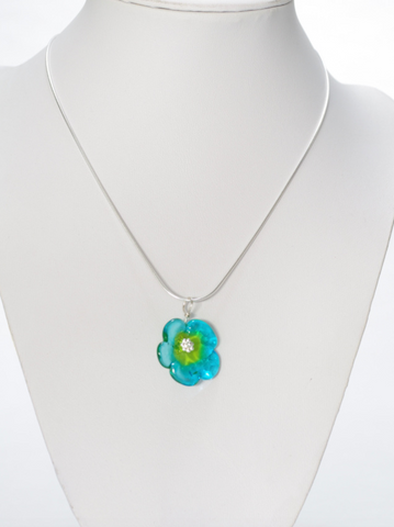Turquoise and Lime Flower Pendant