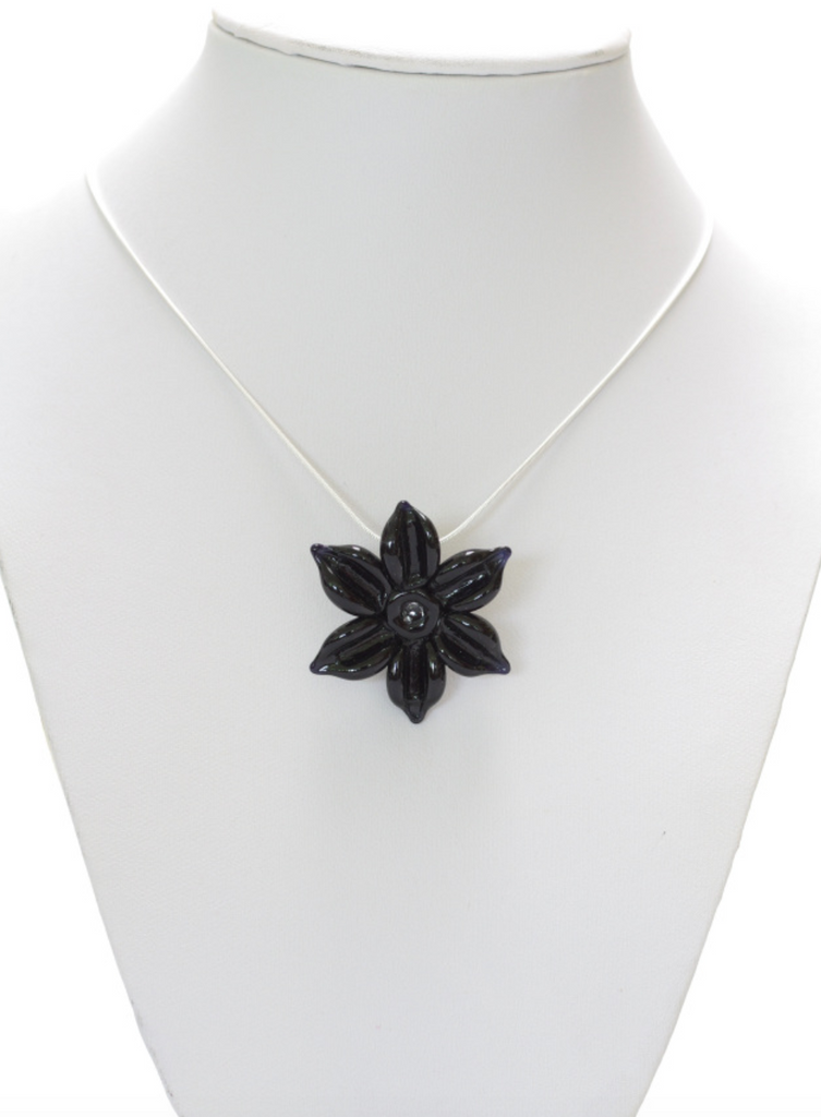 Glass black dahlia necklace online