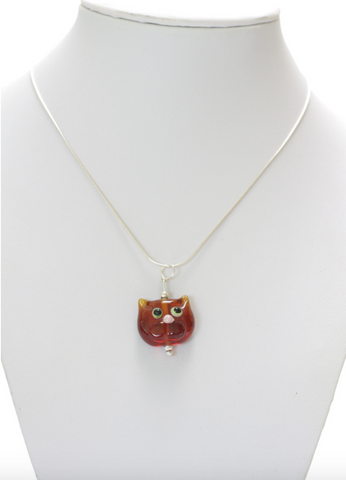 Amber Glass Cat Necklace