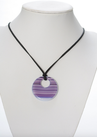 Round Striped Pendant-Purple and Pink
