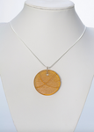 Amber Silver Leaf Glass Pendant with Engraved design