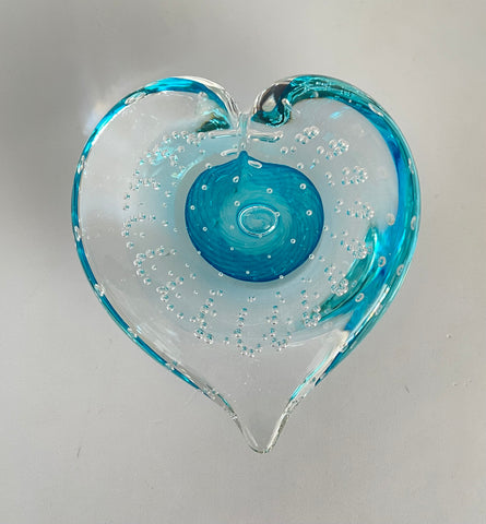 Small Turquoise Bubble Heart Paperweight
