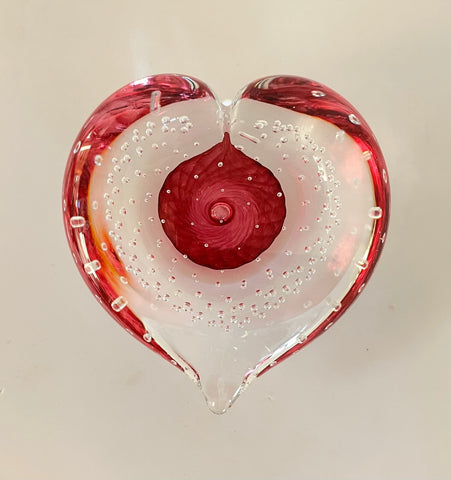 Large Pink Bubble Heart Paperweight