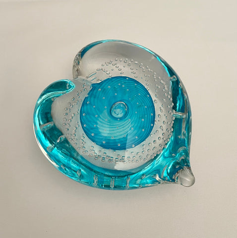 Turquoise Bubble Heart Paperweight