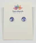 Transparent lavender dot stud earrings