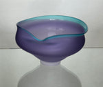 Purple with turquoise lip Etched Wavy Bowl