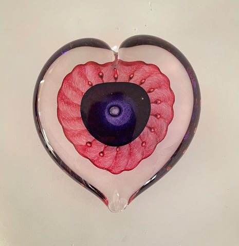 Large Purple and Pink Heart Paperweight
