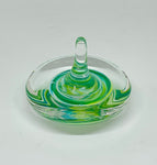 Turquoise, lime and white swirl ring holder
