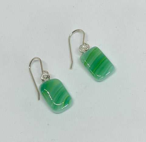 Green and Blue Fused Glass Earrings