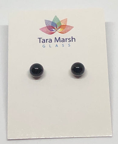 Opaque black dot stud earrings